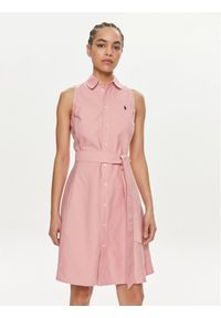 Polo Ralph Lauren Sukienka koszulowa 211943505002 Różowy Regular Fit. Typ kołnierza: polo. Kolor: różowy. Materiał: bawełna. Typ sukienki: koszulowe #1