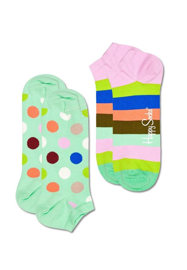 Happy-Socks - Happy Socks - Skarpetki Big Dot Stripe (2-pack). Kolor: wielokolorowy. Materiał: bawełna, materiał, poliamid, elastan