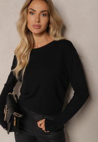 Renee - Czarny Klasyczny Sweter z Bawełną o Prostym Kroju Savianara. Okazja: na co dzień. Kolor: czarny. Materiał: bawełna. Styl: klasyczny #5