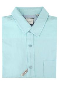 Koszula Weekendowa z Lnem, Krótki Rękaw - Brave Soul - Miętowy-Niebieski. Okazja: na co dzień. Kolor: niebieski. Materiał: bawełna, len. Długość rękawa: krótki rękaw. Długość: krótkie. Styl: casual #5