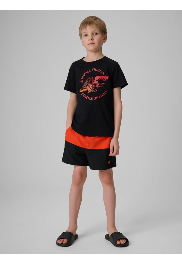 4f - 4F Spodenki plażowe boardshorty chłopięce - czerwone 158/164 (12-14 lat). Kolor: czerwony. Materiał: włókno