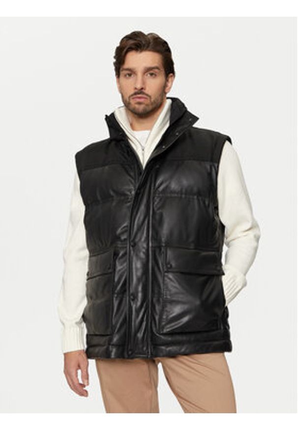 BOSS - Boss Kurtka skórzana Jolam 50522219 Czarny Relaxed Fit. Kolor: czarny. Materiał: skóra