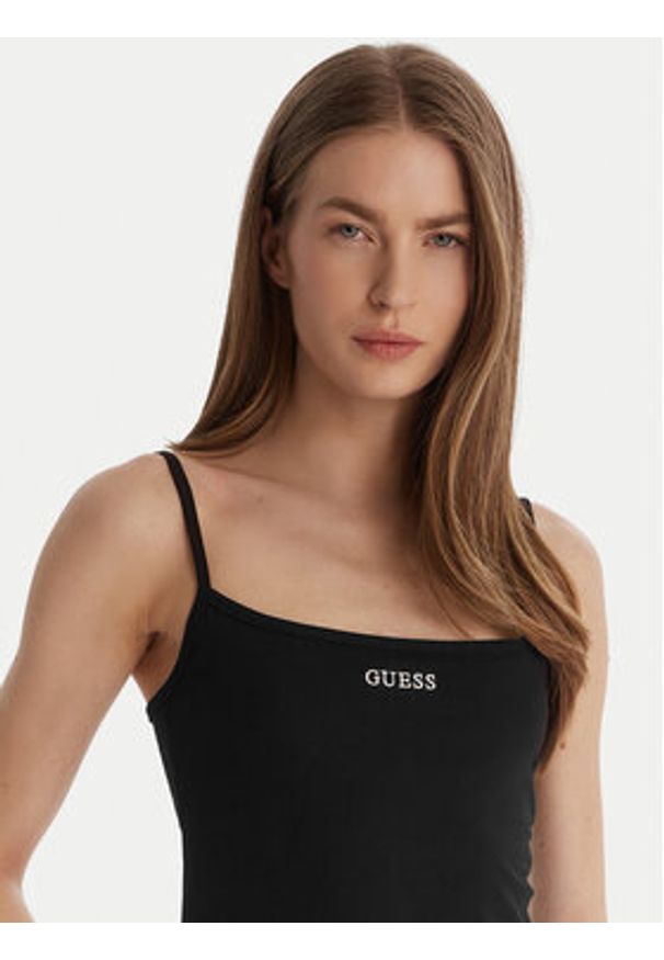 Guess Top E6GP02 J1314 Czarny Regular Fit. Kolor: czarny. Materiał: bawełna