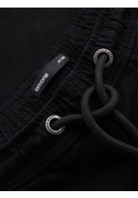 Ombre Clothing - Męskie spodenki bawełniane cargo z elastycznym pasem – czarne V4 - Rozmiar: M. Okazja: na co dzień. Kolor: czarny. Materiał: bawełna. Sezon: lato. Styl: casual