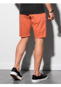 Ombre Clothing - Krótkie spodenki męskie casual W303 - ceglaste - XXL. Okazja: na co dzień. Kolor: czerwony. Materiał: bawełna, elastan. Długość: krótkie. Styl: casual #6
