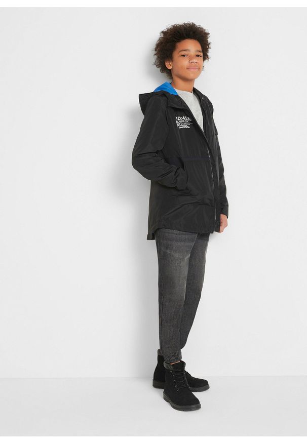 bonprix - Dżinsy z gumką w talii z czystej bawełny, regular fit (2 pary). Okazja: na uczelnię. Kolor: niebieski. Wzór: aplikacja