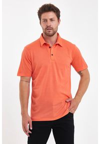 WOOLONA - Koszulka Polo Sportowa Męska Woolona 100% Merino. Typ kołnierza: polo. Kolor: pomarańczowy. Styl: sportowy