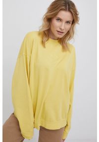 Billabong bluza damska kolor żółty gładka. Kolor: żółty. Materiał: dzianina. Długość rękawa: długi rękaw. Długość: długie. Wzór: gładki