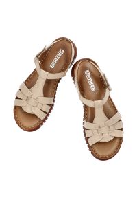 Beżowe Sandały Artiker Modne Obuwie Damskie. Okazja: na plażę, na spacer. Zapięcie: klamry. Kolor: beżowy. Materiał: materiał, guma. Sezon: lato #7