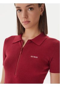 Guess Sukienka dzianinowa V6RK08 Z4642 Bordowy Slim Fit. Kolor: czerwony. Materiał: wiskoza #5