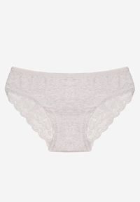 Renee - Jasnoszare Majtki Figi z Koronkowymi Wstawkami Amiora. Kolor: szary. Materiał: koronka. Wzór: koronka #1