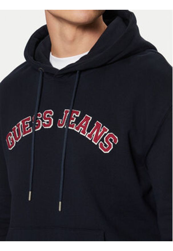 Guess Jeans Bluza M5RQ44 KCPR1 Granatowy Regular Fit. Kolor: niebieski. Materiał: bawełna