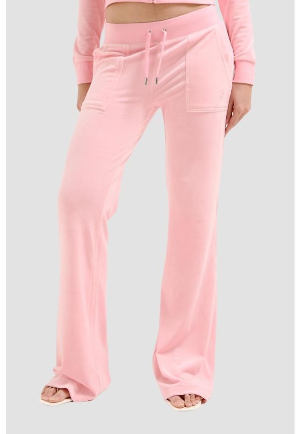 Juicy Couture - JUICY COUTURE Różowe damskie spodnie dresowe Layla Low Rise, Rozmiar M. Kolor: różowy. Materiał: dresówka