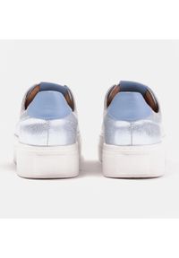 Marco Shoes Damskie sneakersy z naturalnej skóry na grubej podeszwie niebieskie. Kolor: niebieski. Materiał: skóra