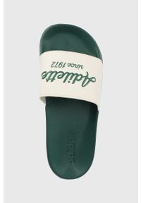 Adidas - adidas klapki Adilette damskie kolor zielony. Kolor: zielony. Obcas: na obcasie. Wysokość obcasa: niski