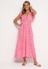 Born2be - Różowa Bawełniana Sukienka Boho Wiązana z Tyłu Brynivia. Okazja: na co dzień, na spacer. Kolor: różowy. Materiał: bawełna. Długość rękawa: krótki rękaw. Typ sukienki: proste. Styl: boho #2