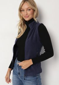 Born2be - Granatowa Kamizelka Polarowa z Bawełną Anerrise. Okazja: na co dzień. Kolor: niebieski. Materiał: polar, bawełna. Styl: casual #4