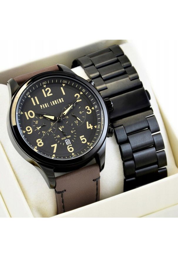 Zegarek Paul Lorens Zegarek męski Paul Lorens - BAYAS - PL20011A-1B3 z dwoma paskami