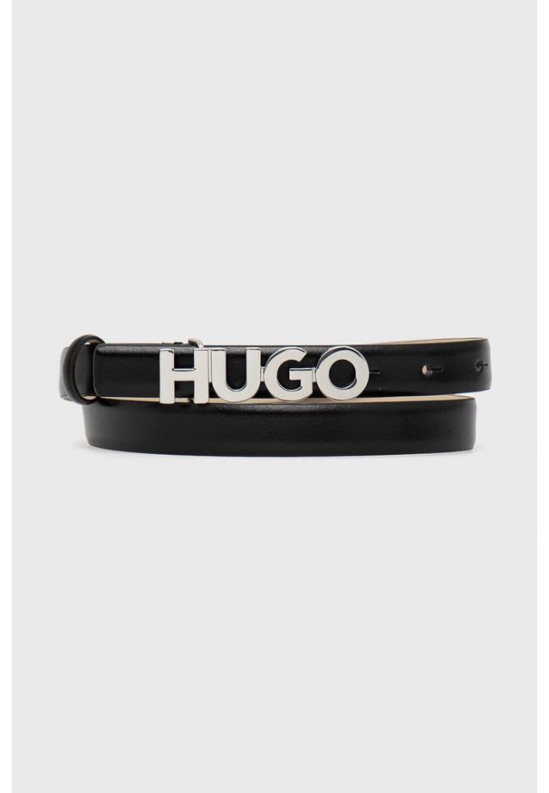 Hugo - HUGO pasek skórzany 50470632 damski kolor czarny. Kolor: czarny. Materiał: skóra