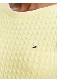 TOMMY HILFIGER - Tommy Hilfiger Sweter Fine Gg Cable Boat WW0WW50103 Żółty jasny Regular Fit. Kolor: żółty. Materiał: bawełna #5