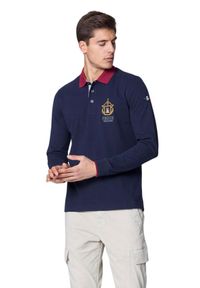Aeronautica Militare - AERONAUTICA MILITARE Granatowy longsleeve polo męski Frecce Tricolori, Rozmiar L. Typ kołnierza: polo. Kolor: niebieski. Długość rękawa: długi rękaw