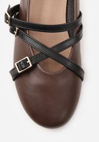 Renee - Brązowe Balerinki Vices Mary Jane z Wkładką ze Skóry Naturalnej Rilomia. Okazja: na co dzień. Zapięcie: pasek. Kolor: brązowy. Materiał: skóra. Styl: casual, elegancki #3