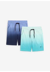 bonprix - Bermudy dresowe z czystej bawełny (2 pary). Kolor: niebieski. Materiał: dresówka, bawełna
