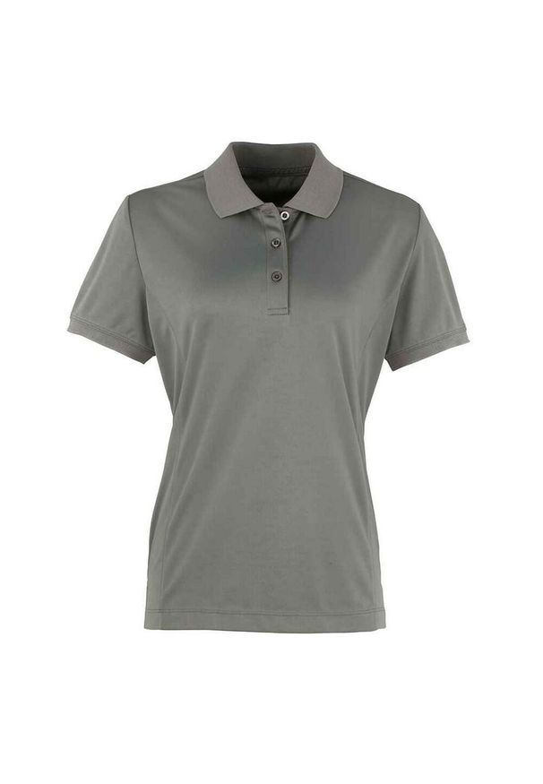 PREMIER - Damska Koszulka Polo Coolchecker. Typ kołnierza: polo. Kolor: szary