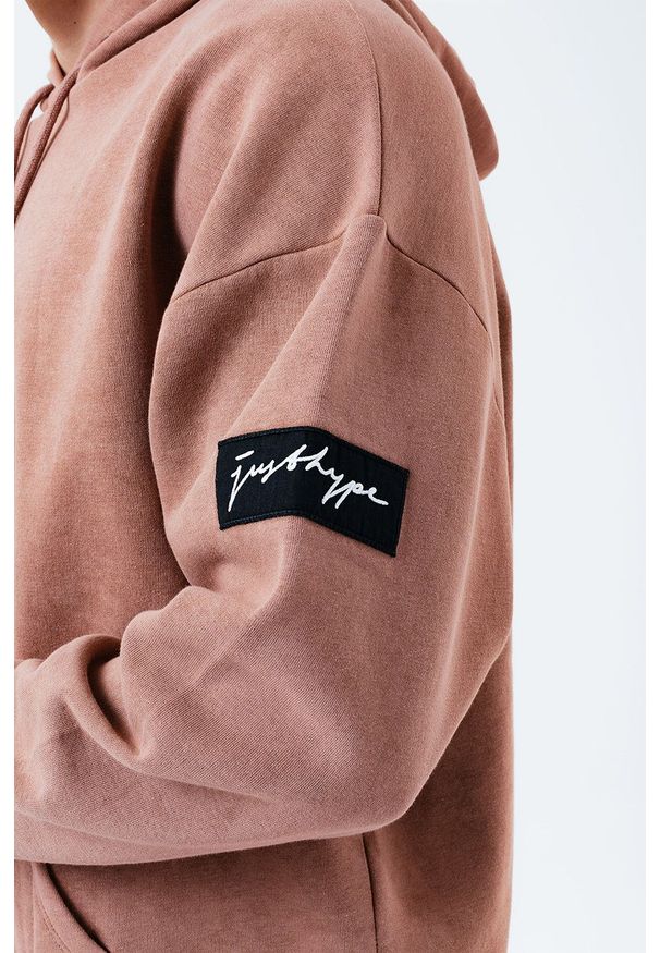 Hype Bluza męska kolor brązowy z kapturem gładka. Typ kołnierza: kaptur. Kolor: brązowy. Materiał: dzianina. Wzór: gładki