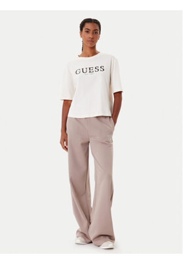 Guess T-Shirt V5YI02 I3Z14 Beżowy Boxy Fit. Kolor: beżowy. Materiał: bawełna