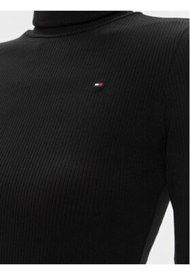 TOMMY HILFIGER - Tommy Hilfiger Golf 5x2 WW0WW39826 Czarny Slim Fit. Typ kołnierza: golf. Kolor: czarny. Materiał: wiskoza