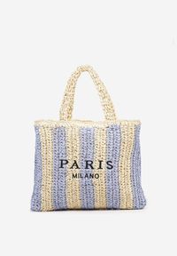 Born2be - Niebieska Torebka Shopper Plażowa z Napisem Navirael. Kolor: niebieski. Wzór: napisy. Sezon: lato. Styl: casual
