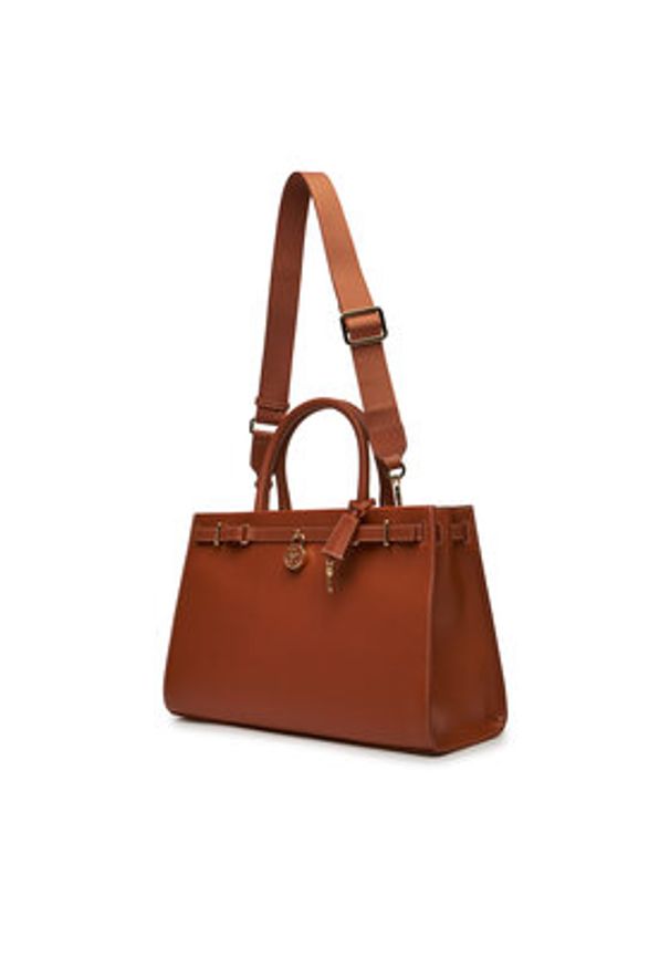 TOMMY HILFIGER - Tommy Hilfiger Torebka American Icon Tote Leather AW0AW17185 Brązowy. Kolor: brązowy. Materiał: skórzane
