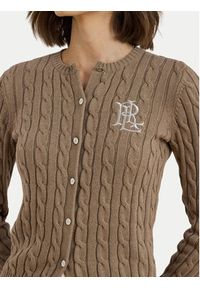 Lauren Ralph Lauren - LAUREN RALPH LAUREN Kardigan 200932225012 Brązowy Slim Fit. Kolor: brązowy. Materiał: bawełna
