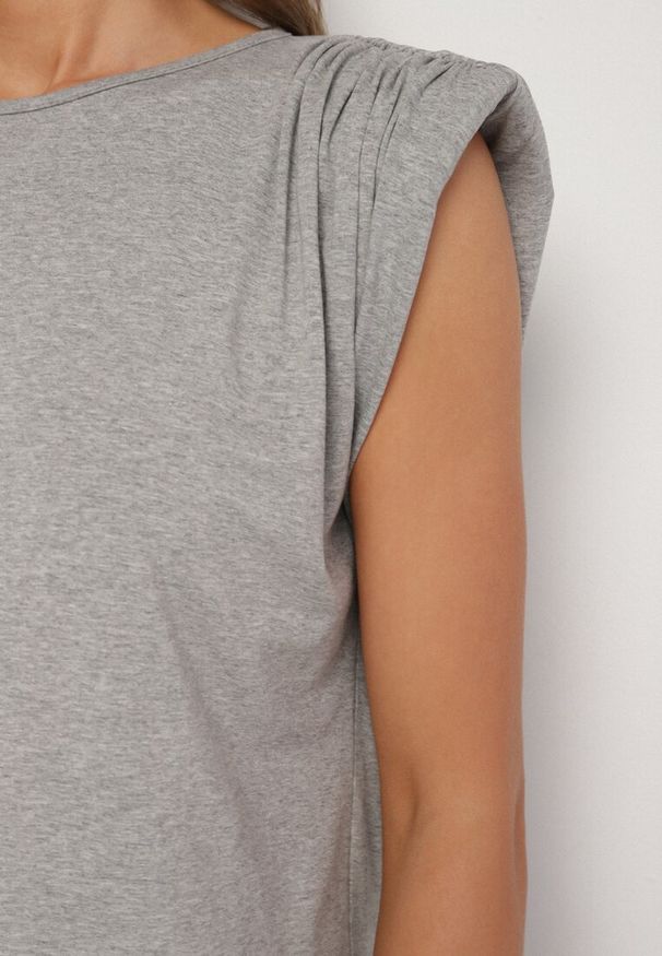 Born2be - Szara Bluzka z Wiskozy Bez Rękawów Mavalese. Okazja: na co dzień. Kolor: szary. Materiał: wiskoza. Długość rękawa: bez rękawów. Styl: casual, klasyczny, elegancki