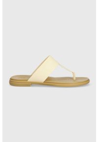 Crocs japonki Tulum Flip damskie kolor beżowy na płaskim obcasie 206752. Kolor: beżowy. Materiał: guma. Obcas: na obcasie. Wysokość obcasa: niski #1