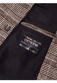 Ombre Clothing - Płaszcz męski C499 - brązowy - XXL. Kolor: brązowy. Materiał: poliester, akryl #2
