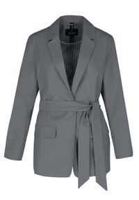 Volcano - Marynarka z bawełną JB-RUNTA. Okazja: na co dzień. Kolor: szary. Materiał: bawełna. Wzór: paski. Styl: casual, elegancki, klasyczny #1