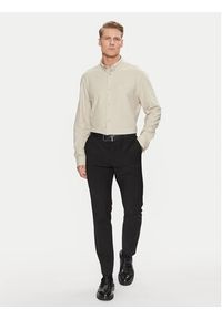 Calvin Klein Koszula Pique Jersey Shirt K10K113311 Beżowy Regular Fit. Kolor: beżowy. Materiał: bawełna