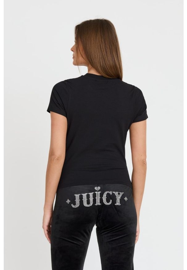 Juicy Couture - JUICY COUTURE Czarny t-shirt Ryder Rodeo Fitted. Kolor: czarny