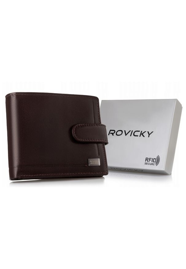 ROVICKY - Portfel skórzany Rovicky PC-107L-BAR brązowy. Kolor: brązowy. Materiał: skóra