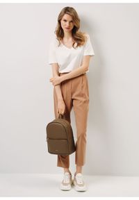 Ochnik - Brązowy jednokomorowy plecak damski. Kolor: brązowy. Materiał: skóra