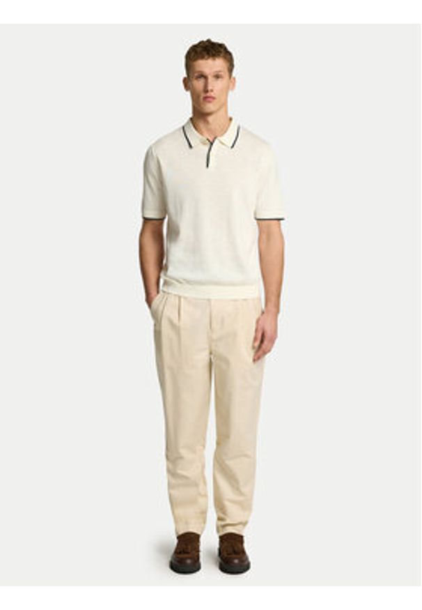 Selected Homme Sweter 16096391 Beżowy Regular Fit. Kolor: beżowy. Materiał: bawełna
