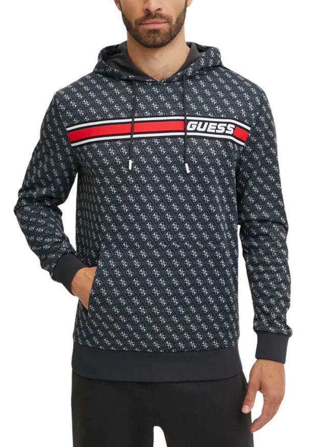 Guess - GUESS Czarna męska bluza New Korbin. Kolor: czarny