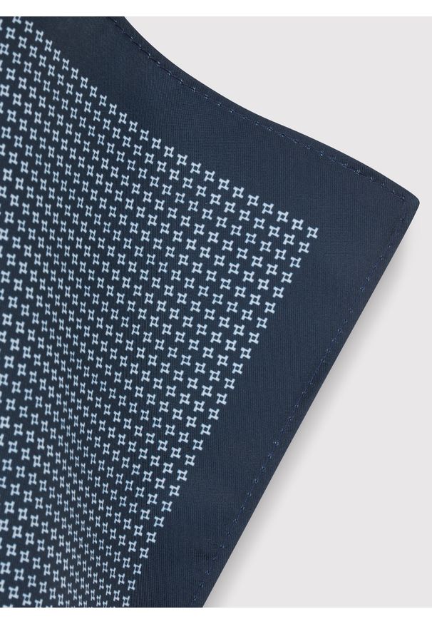 Pako Lorente - PAKO LORENTE – Granatowa poszetka męska w biały mikrowzór. Kolor: niebieski, biały, wielokolorowy. Materiał: poliester