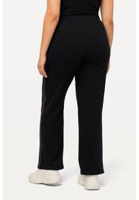 ULLA POPKEN - Damskie Spodnie dresowe paski odblaskowe kieszenie na zamek elastyczny ściągacz. Kolekcja: plus size. Kolor: czarny. Materiał: materiał, poliester, bawełna. Wzór: paski