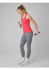 4f - 4F Top treningowy slim szybkoschnący damski - czerwony L. Kolor: różowy. Materiał: skóra. Sport: fitness #2