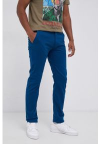 Tom Tailor Spodnie męskie dopasowane. Kolor: fioletowy. Materiał: bawełna, tkanina. Wzór: gładki