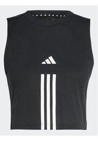 Adidas - adidas Top Train Essentials Train Cotton 3-Stripes Crop HR7847 Czarny Loose Fit. Kolor: czarny. Materiał: bawełna #6