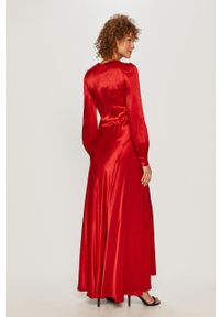 TwinSet - Twinset - Sukienka. Kolor: czerwony. Materiał: tkanina. Długość rękawa: długi rękaw. Wzór: gładki. Typ sukienki: rozkloszowane #6